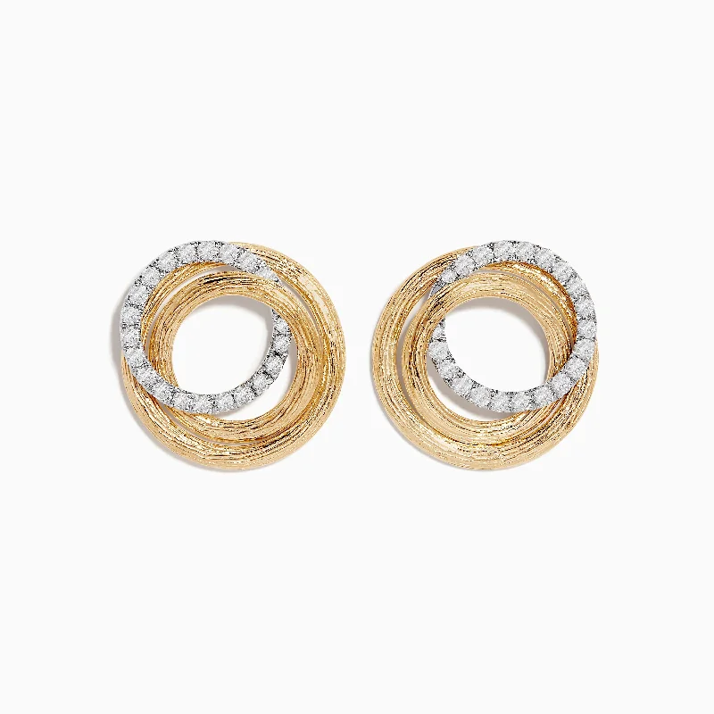 Trending Jewelry Styles Now At Limited-Time Discounts Holiday Attire Sale Duo 14K Two-Tone Gold Diamond Statement Stud Earrings