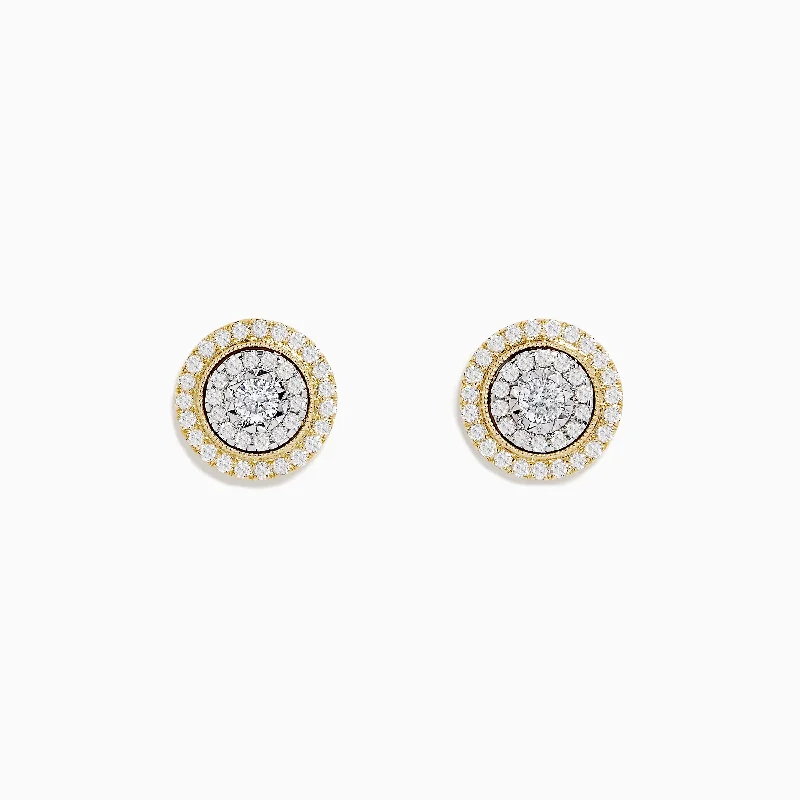 Once-A-Year Jewelry Sale – Grab Your Favorites Now Relaxed Style Duo 14K Two Tone Gold 1/2" Diamond Halo Stud Earrings 0.69 TCW