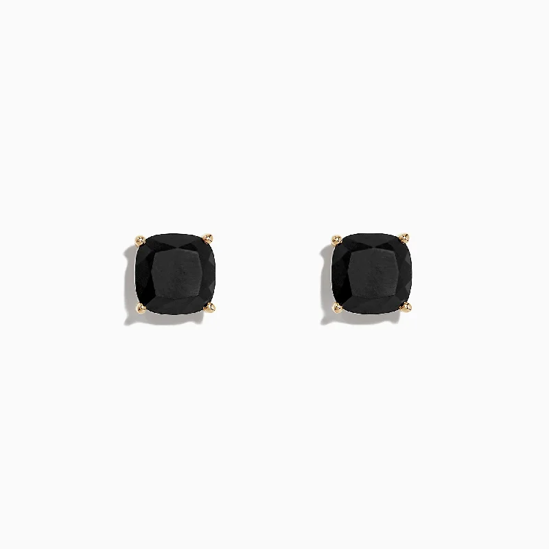 Affordable Glamour – Premium Jewelry For Less Essentials On Sale Eclipse 14K Yellow Gold Onyx Stud Earrings, 4.80 TCW