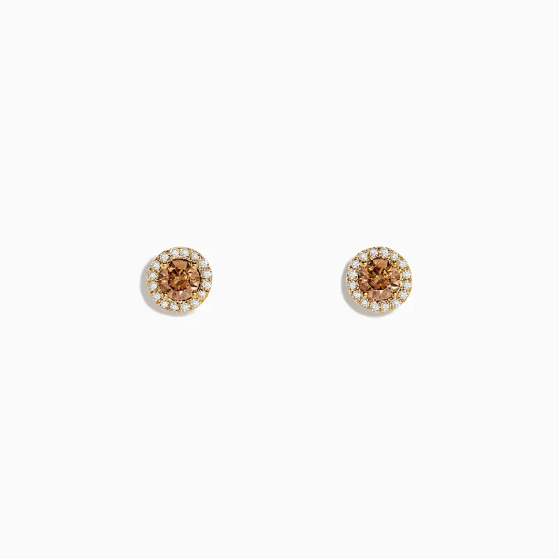 Personalized Jewelry Sale – Unique Gifts At Low Prices Limited Styles 14K Yellow Gold White and Espresso Diamond Stud Earrings