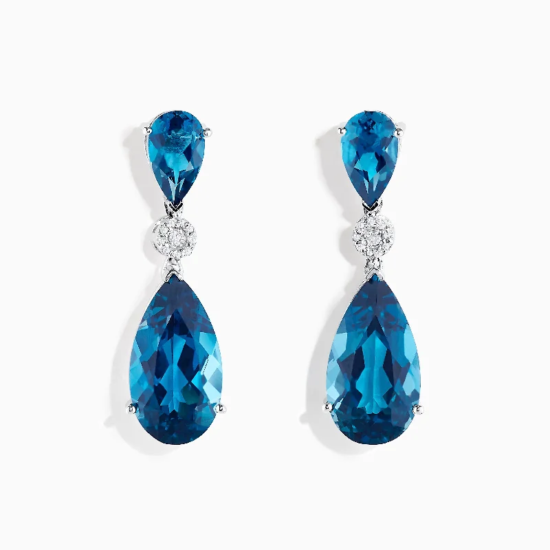 Personalized Jewelry Sale – Meaningful Gifts At Great Prices Glamorous Fashion Offers Ocean Bleu 14K White Gold Blue Topaz and Diamond Drop Earrings