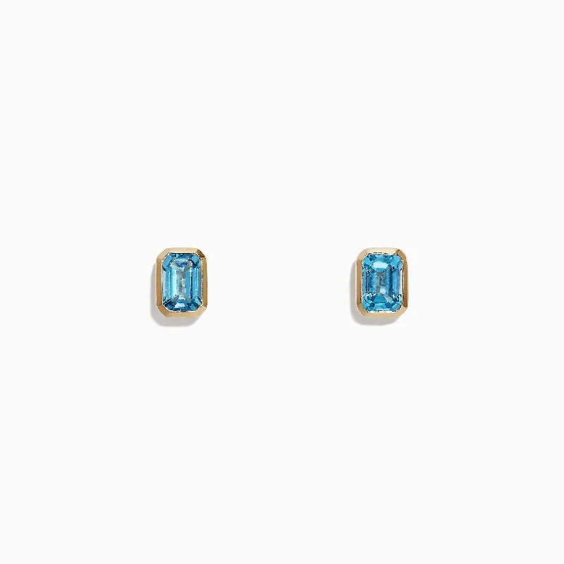 Eco-Friendly Sustainable Jewelry For Conscious Buyers Shop The Hottest Deals Ocean Bleu 14K Yellow Gold Blue Topaz Stud Earrings, 1.37 TCW