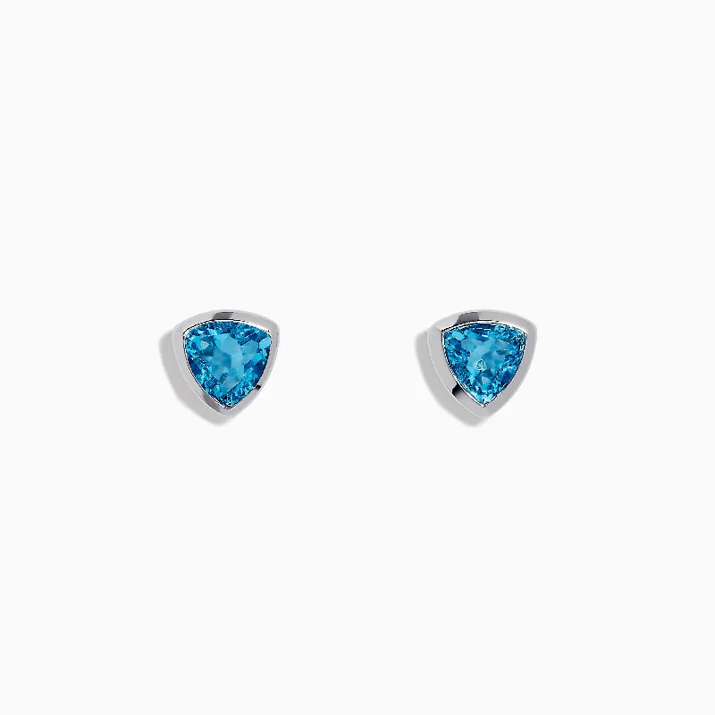 Limited-Stock Jewelry Sale – Shop Before It's Gone Budget-Friendly Fashion Ocean Blue 14K White Gold Bezel Set Blue Topaz Stud Earrings