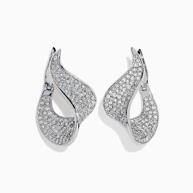 Discounted Jewelry For A Glamorous Look Sophisticated Fashion Pave Classica 14 Karat White Gold Diamond Earrings, 2.25 TCW