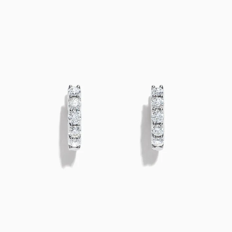 Dainty Floral Jewelry For Feminine Elegance Insane Discount Onslaught Pave Classica 14K White Gold 5/8" Diamond Hoop Earrings, 0.98 TCW