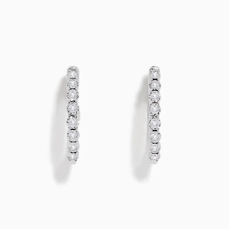 Jewelry Sale Alert – Shop Timeless Elegance Today Fashionable Comfort Promotions Pave Classica 14K White Gold 3/4" Diamond Hoop Earrings 0.43 TCW