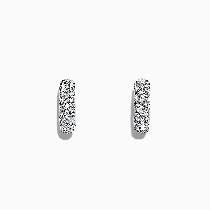 Best-Selling Jewelry Now Available At Special Deals Dive Into Trendy Styles Pave Classica 14K White Gold Diamond Huggie Hoop Earrings, 1.15 TCW