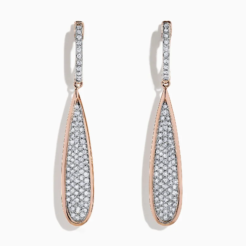 Elegant Jewelry, Exclusive Prices – Shop Now Urban Fashion Pave Rose 14K Rose Gold Diamond Drop Earrings, 0.71 TCW