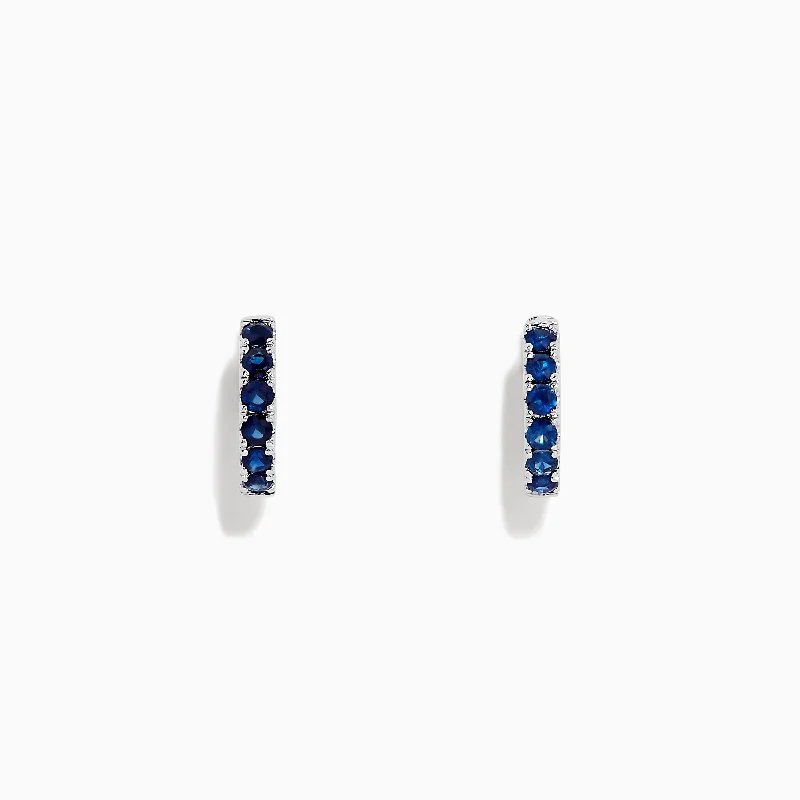 Timeless Elegance Now At Special Discounts New Arrivals Royale Bleu 14K Gold Blue Sapphire Huggie Earrings, 0.57 TCW