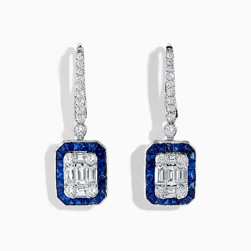 Bestselling Jewelry Now On Sale – Elevate Your Look Relaxed Style Royale Bleu 14K White Gold Diamond and Sapphire Drop Earrings