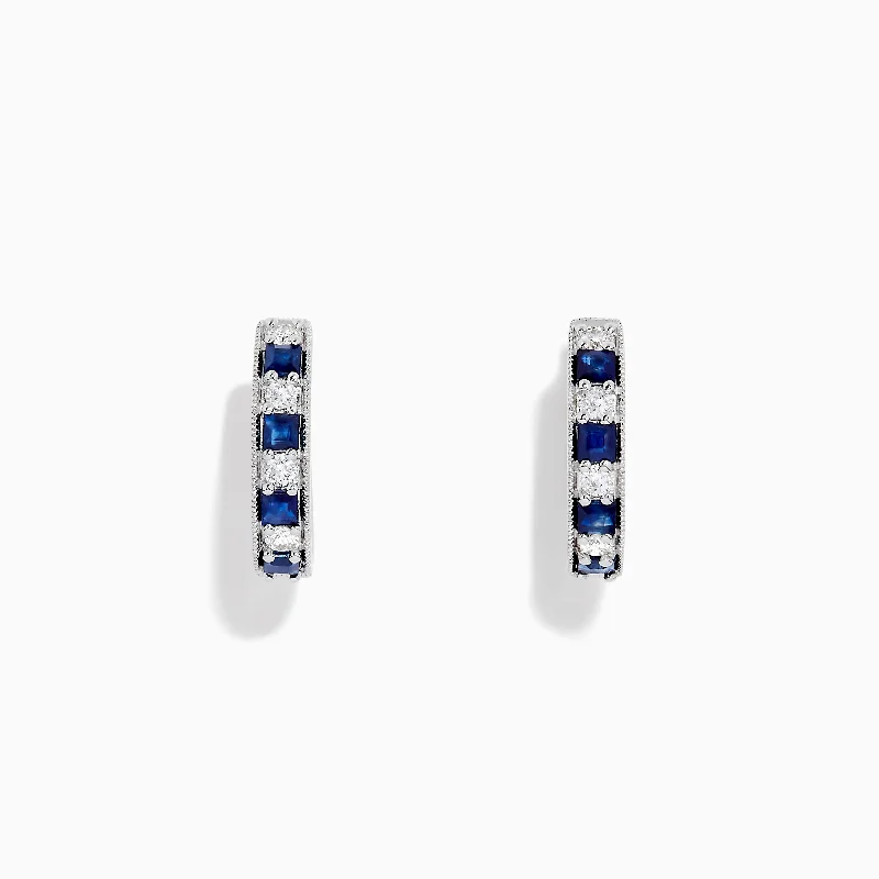 Your Dream Jewelry At Dream Prices Discover Promotions Royale Bleu 14K White Gold Sapphire and Diamond Hoop Earrings