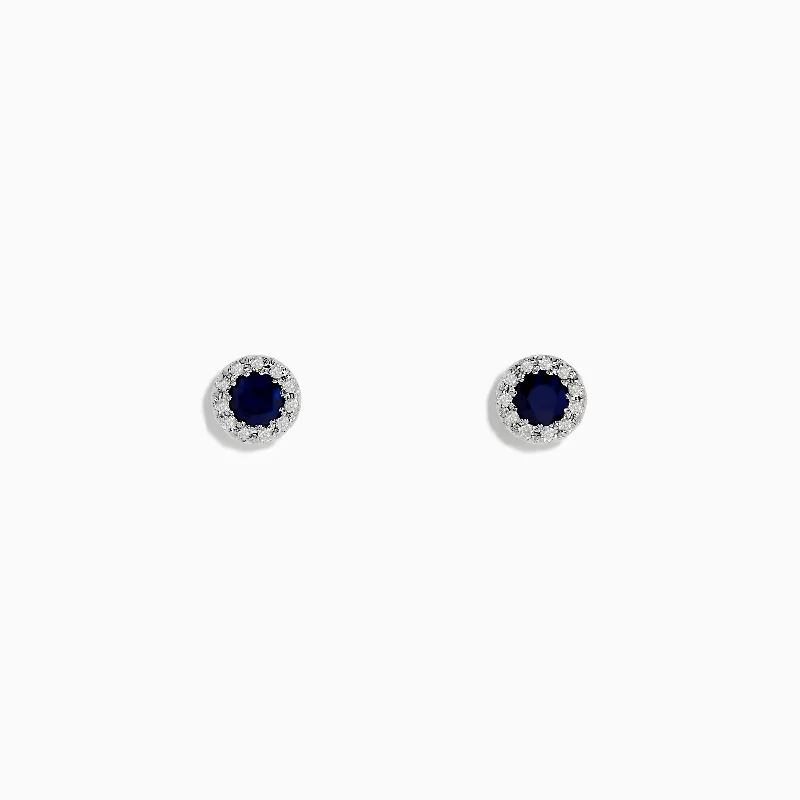 Grab Your Dream Jewelry At The Lowest Prices Limited Time Offer Royale Bleu 14K White Gold Sapphire & Diamond Stud Earrings, 0.47 TCW