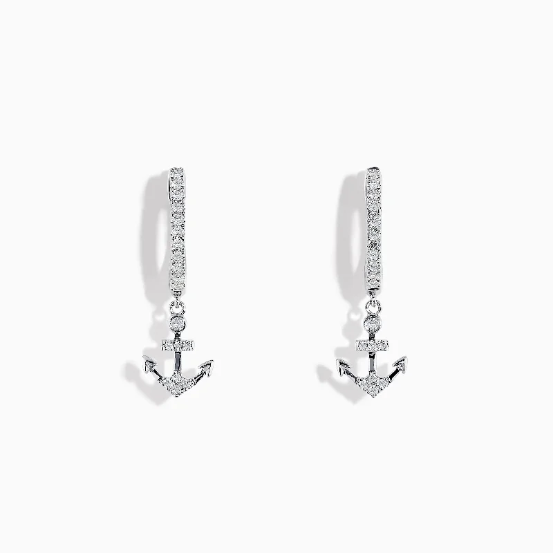 Flash Jewelry Sale – Get Stunning Pieces At Low Prices Feminine Luxe Style Sale Seaside 14K White Gold Diamond Mini Anchor Drop Earrings