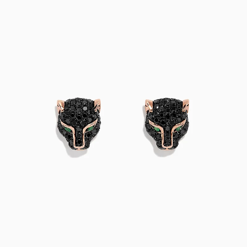 Shop Signature Jewelry Styles At Exclusive Prices Classic Modern Offers Signature 14K Rose Gold Black Diamond & Emerald Earrings, 0.93 TCW