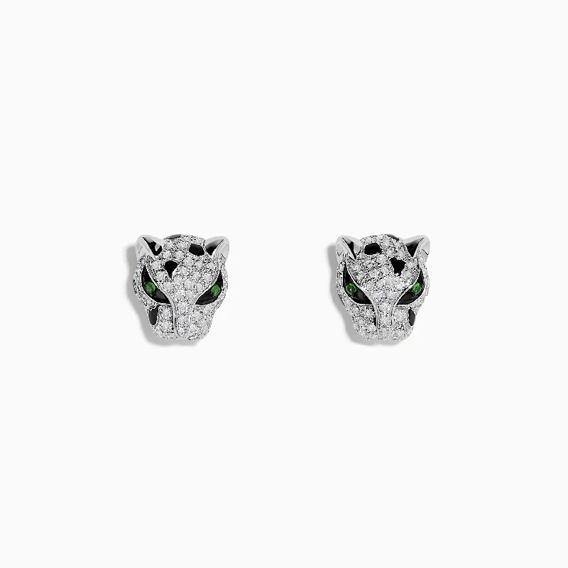 Get Ready To Sparkle – Special Jewelry Discounts The Latest Fashion Trends Signature 14K White Gold Tsavorite and Diamond Panther Stud Earrings