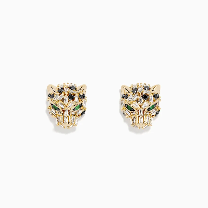 Best Jewelry Sale – Shop Exclusive Designs Now Ends Soon Signature 14K Yellow Gold Black and White Diamond Panther Earrings