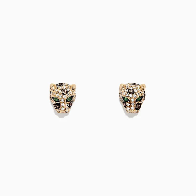 Elevate Your Jewelry Collection With Limited-Time Savings Fast Fashion Favorites Signature 14K Yellow Gold Diamond Panther Stud Earrings, 0.37 TCW