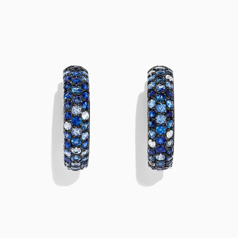 Affordable Elegance – Special Jewelry Sale Now Live The Good Stuff Splash Silver Blue Sapphire 1" Hoop Earrings, 3.97 TCW