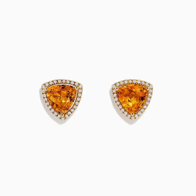 Shop Elegant Jewelry At Unbeatable Prices Unleash Your Trendy Side Sunset 14K Yellow Gold Citrine and Diamond Earring, 3.56 TCW