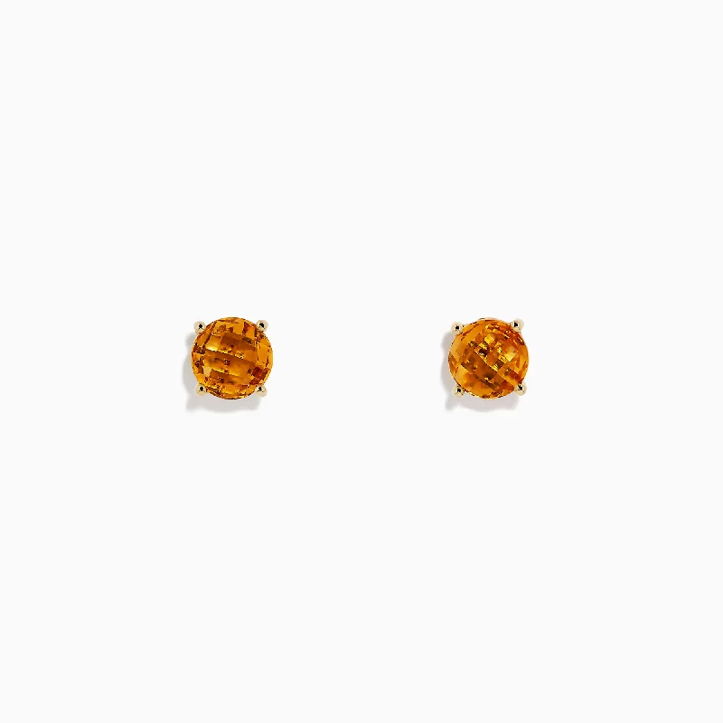 Waterproof Stainless Steel Jewelry For Lasting Beauty Edgy Fashion Deals Sunset 14K Yellow Gold Citrine Stud Earrings, 1.81 TCW