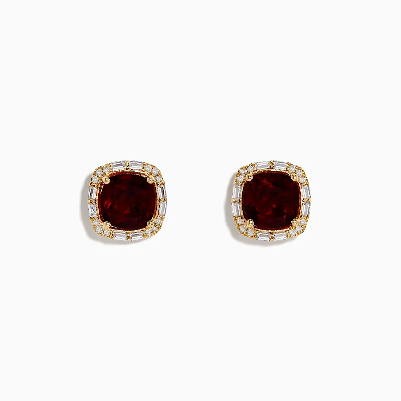 Must-Have Jewelry At Unbelievable Discounts Chic Styles Sunset 14K Yellow Gold Garnet and Diamond Stud Earrings