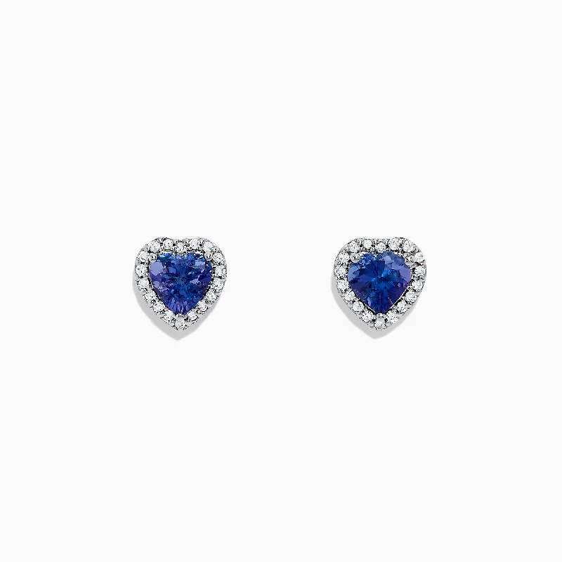 Premium Diamond Jewelry At Once-In-A-Lifetime Discounts Style Without Limits Nahla Siri 14K White Gold Tanzanite and Diamond Heart Earrings, 1.51 TCW