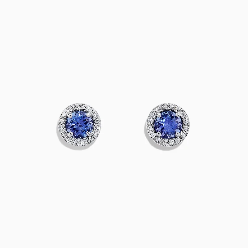 Waterproof Stainless Steel Jewelry For Lasting Beauty Summer Deals Nahla Siri 14K White Gold Tanzanite and Diamond Stud Earrings, 1.04 TCW