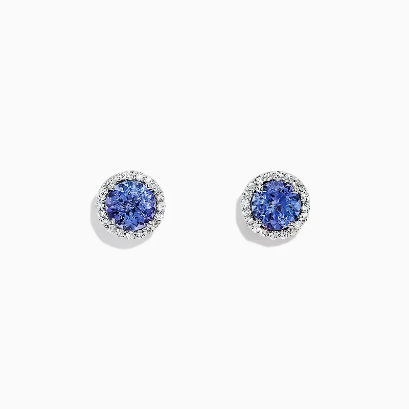 Personalized Engraved Jewelry For Meaningful Gifts Unbeatable Prices Nahla Siri 14K White Gold Tanzanite and Diamond Stud Earrings, 1.91 TCW