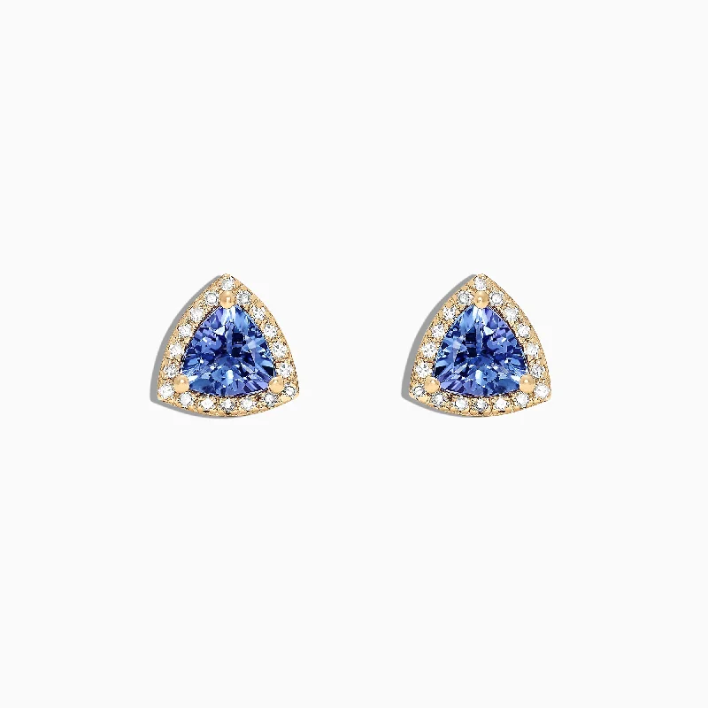 Romantic Heart-Shaped Jewelry For Special Gifts Daily Deals Nahla Siri 14K Yellow Gold Tanzanite and Diamond Stud Earrings, 1.19 TCW