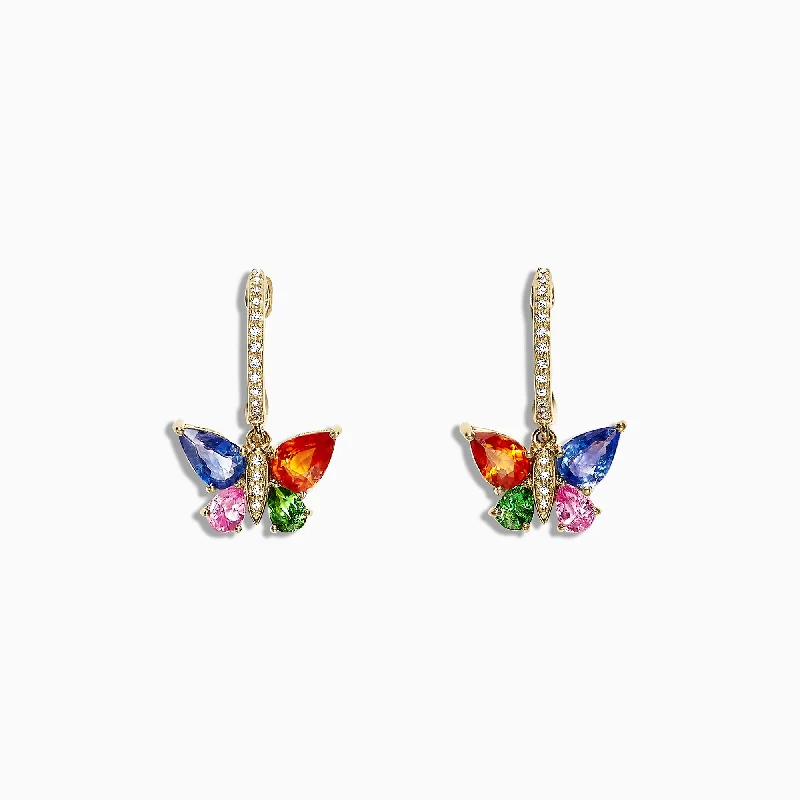 Grab Your Dream Jewelry At The Lowest Prices Trend Forward Threads Watercolors 14K Gold Sapphire & Diamond Butterfly Earrings, 2.97 TCW