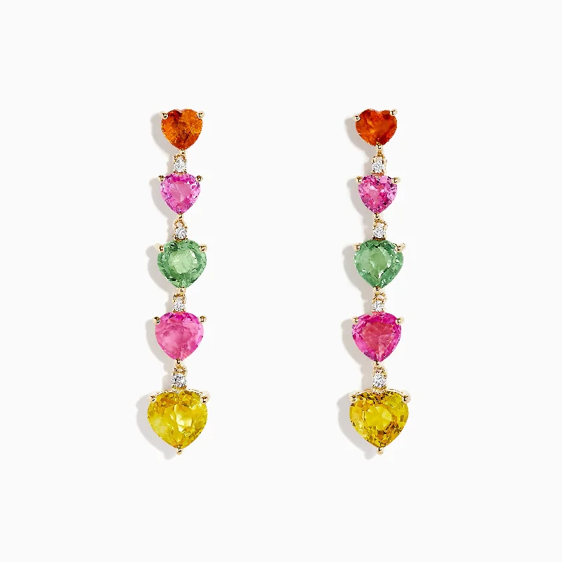 Special Jewelry Deals – Upgrade Your Collection Relaxed Style Deals Watercolors 14K Yellow Gold Multi Sapphire and Diamond Drop Earrings