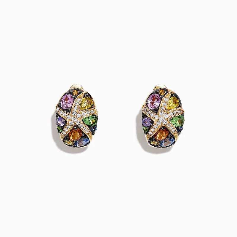 Seasonal Jewelry Deals – Elevate Your Style Comfort Meets Fashion Watercolors 14K Yellow Gold Sapphire & Diamond Earrings, 3.01 TCW