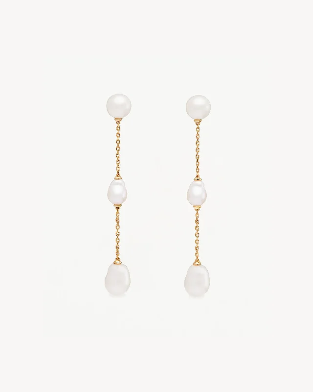 Flash Sale On Stunning Jewelry – Don't Miss Out Weekend Exclusive 18k Gold Vermeil Forever Moments Pearl Chain Earrings