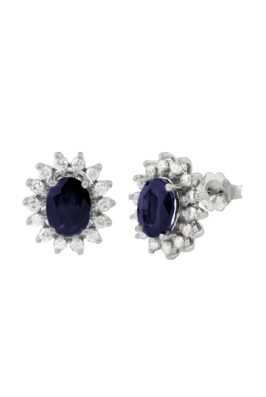 Exclusive Jewelry Sale – Sparkle For Less Trend Forward Threads Gemma Royalty Sapphire and Diamond Earrings, 3.54 TCW