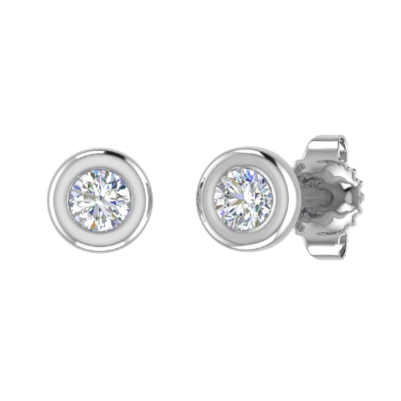 Get Your Favorite Jewelry At The Best Price Fashion Forward, Function First Gold Bezel Set Round Diamond Stud Earrings (1/10 Carat)