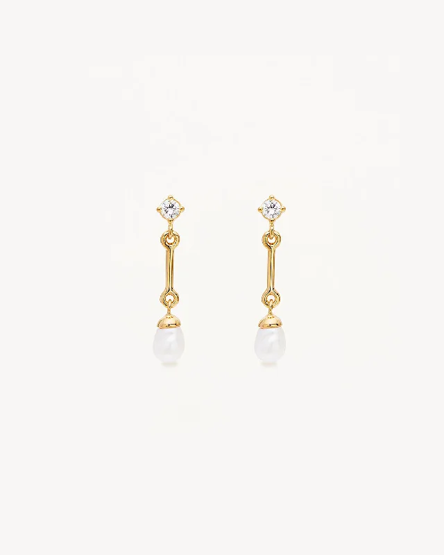 Modern Jewelry At Exclusive Discounts – Shop Today 18k Gold Vermeil Embrace Stillness Pearl Drop Earrings