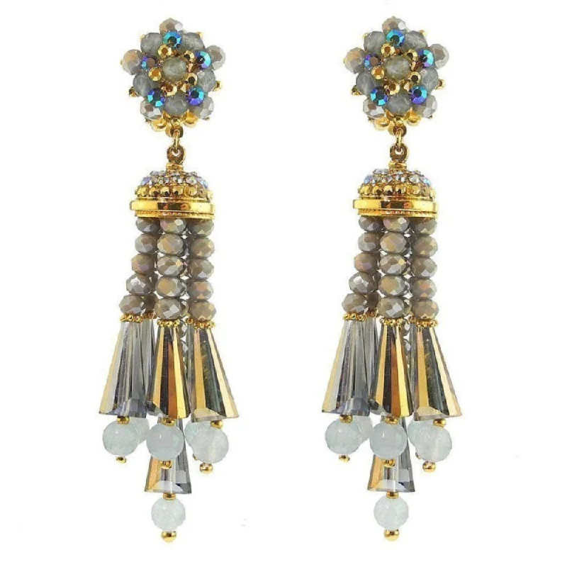 Exclusive Jewelry Bundles At Discounted Rates Grey Bead Tassel Clip Earrings