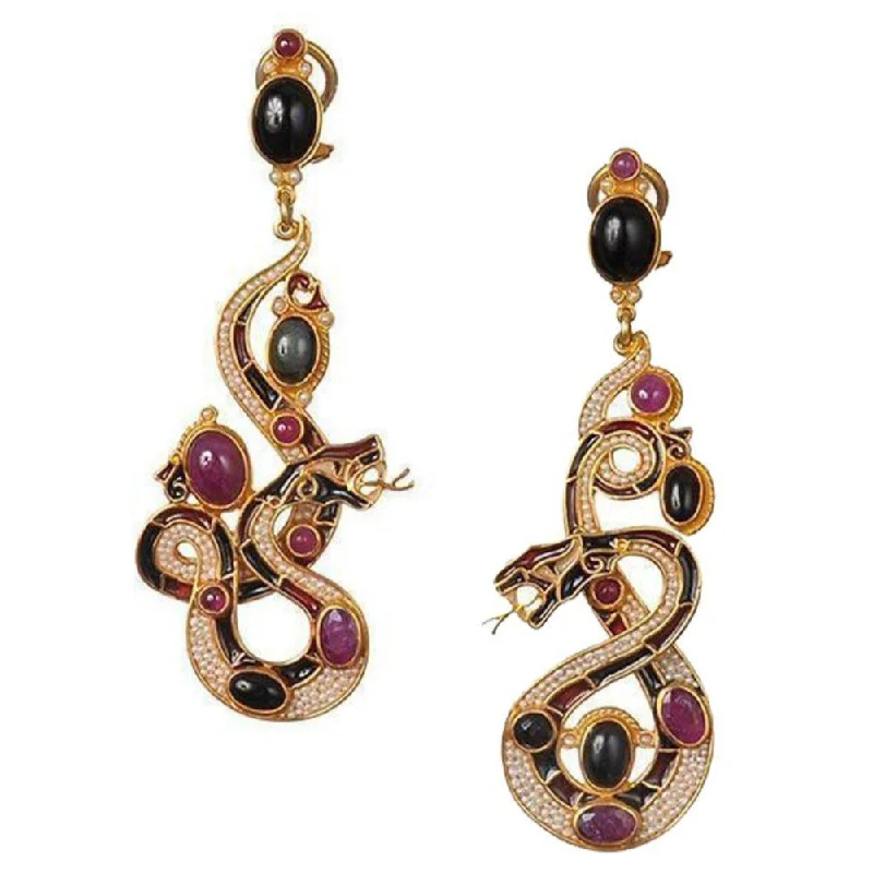 Unmissable Jewelry Clearance – Final Reductions Jeweled Ruby Snake Earrings