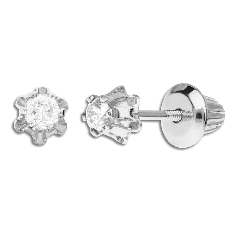 Luxury Jewelry At Unbeatable Discounts Seasonal Style Discounts Kiddie Kraft 14KT White Gold 1/7 CTW Round Diamond Childrens Stud Earrings