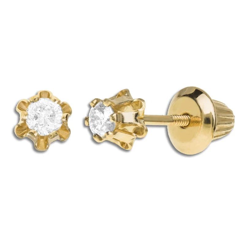 Buy More, Save More On Stunning Jewelry Pieces Find Your Unique Flair Kiddie Kraft 14KT Yellow Gold 1/7 CTW Round Diamond Childrens Stud Earrings