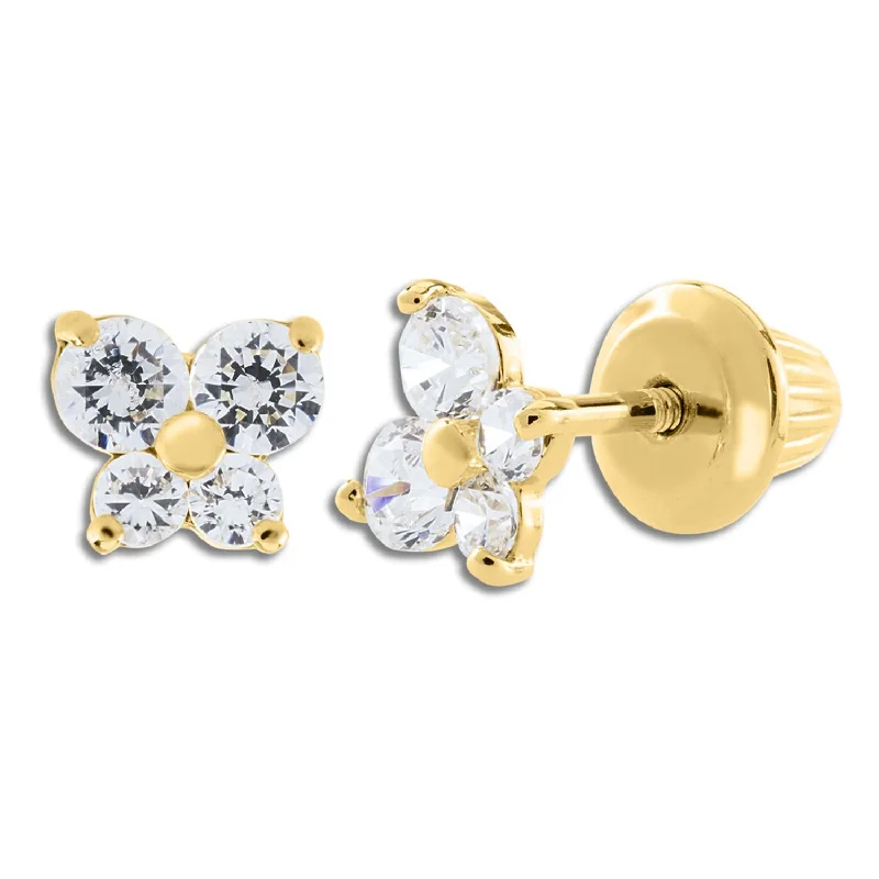 Elevate Your Outfit With Discounted Statement Jewelry Easy Elegance Sales Kiddie Kraft 14KT Yellow Gold Cubic Zirconia Childrens Butterfly Stud Earrings