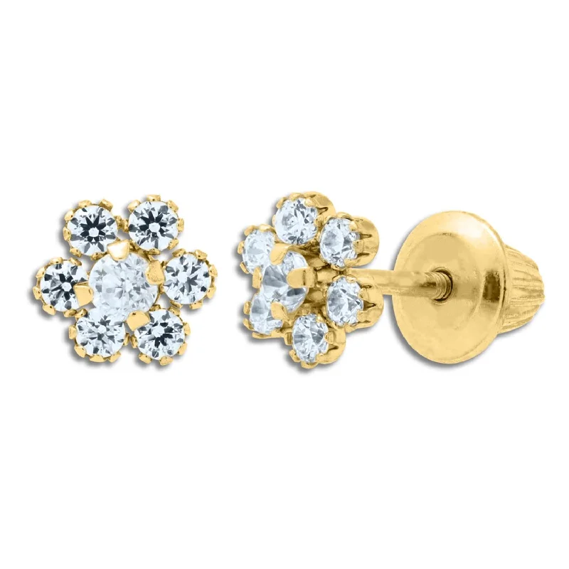 The Biggest Jewelry Sale Of The Year Is Here Forward Trendsetter Kiddie Kraft 14KT Yellow Gold Cubic Zirconia Childrens Flower Stud Earrings