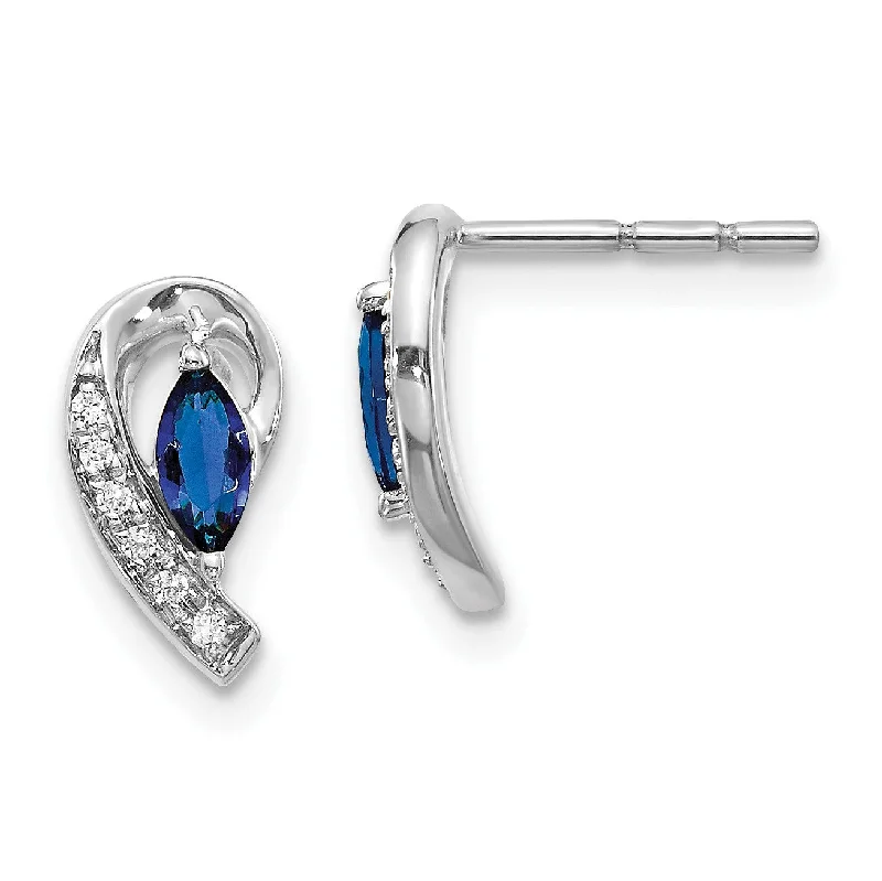 Dazzle In Elegance With Our Biggest Jewelry Sale Evening Elegance Marquise Sapphire and Diamond Stud Earrings in 14KT White Gold