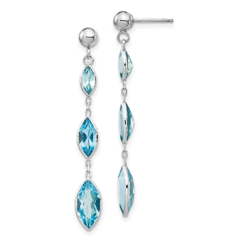 Handcrafted Jewelry Sale – Unique Designs At Low Prices Modern Fashion Sale Marquise Swiss Blue Topaz Drop & Dangle Earrings in 14KT White Gold