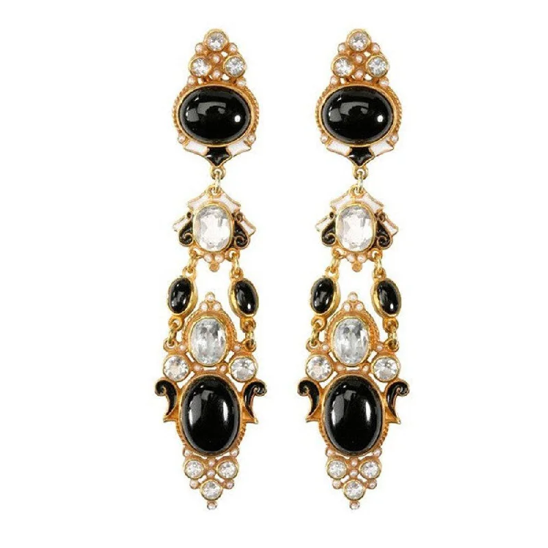 Shop Fine Jewelry With Amazing Deals Modern Fashion Sale Onyx and White Topaz Earrings