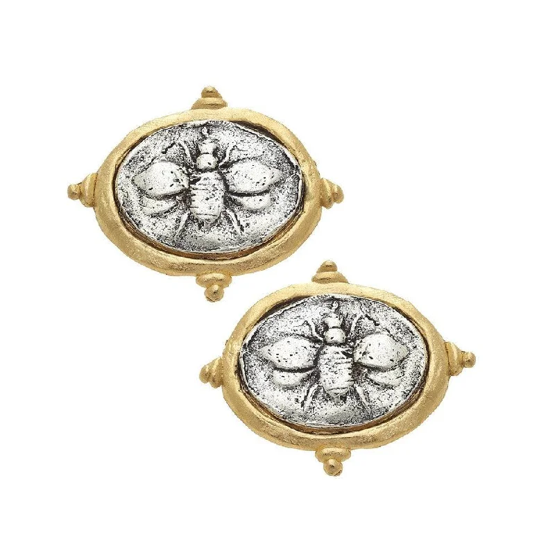 Elevate Your Outfit With Discounted Statement Jewelry Oval Bee Intaglio Post Earrings