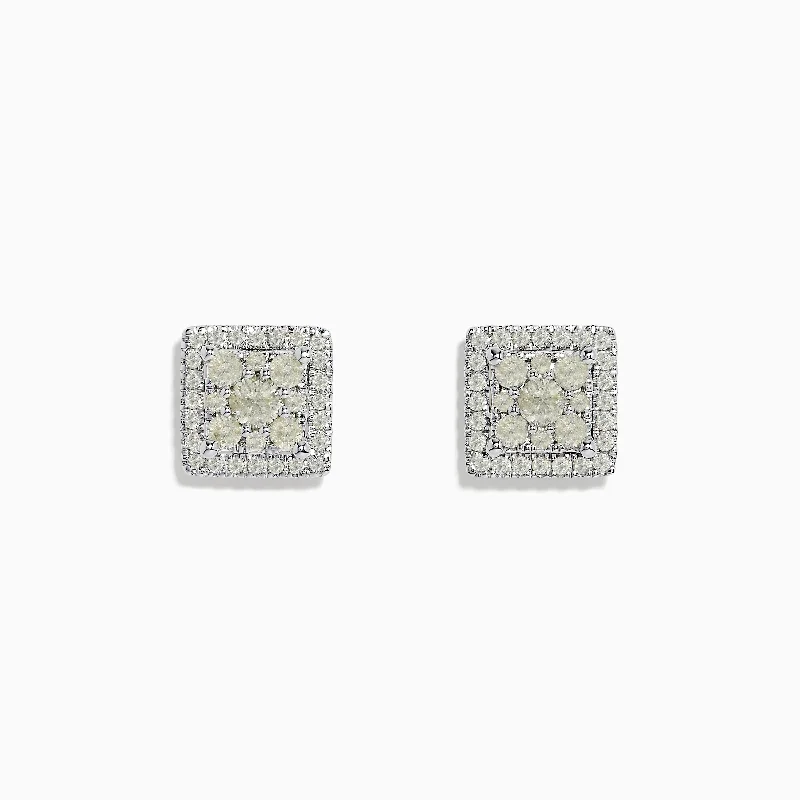 Timeless Jewelry Styles At Wallet-Friendly Prices Edgy Fashion Deals Bouquet 14K White Gold Square Diamond Cluster Stud Earrings 0.97 TCW