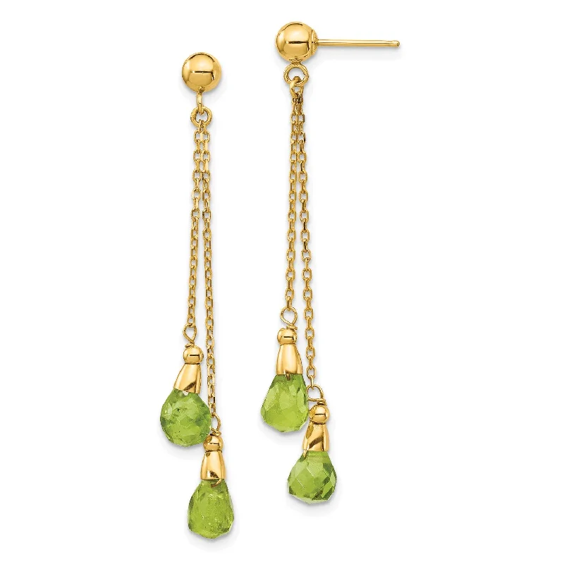 Exclusive Jewelry Sale – Sparkle For Less Sophisticated Fashion Peridot Drop & Dangle Earrings in 14KT Yellow Gold