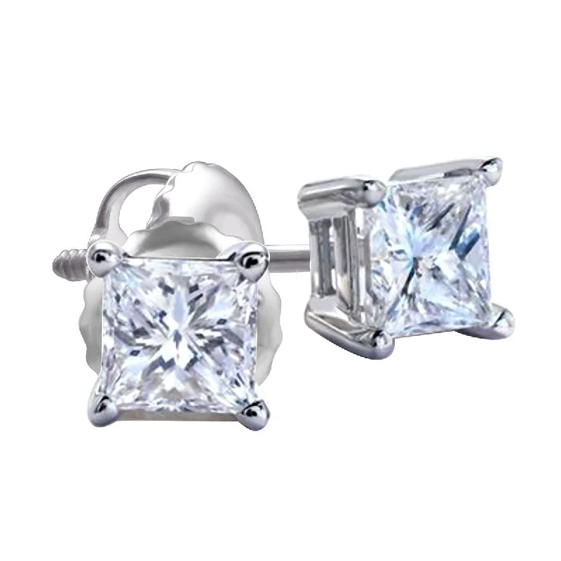 Get The Sparkle You Love At Prices You Adore Vintage-Modern Style Offers Premiere 1/2 CTW Diamond Solitaire Stud Earrings in 14KT White Gold