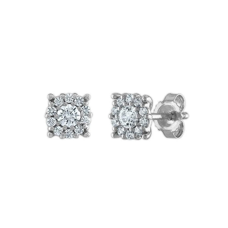 Exclusive Gemstone Jewelry Markdowns – Shop Now Modern Fashion Sale Red Hot Deal 1/2 CTW Round Lab Grown Diamond Cluster Stud Earrings in 10KT White Gold